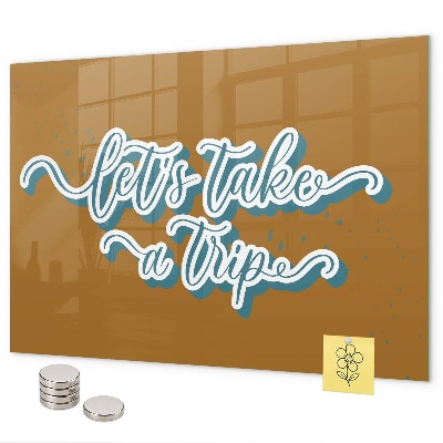 Magnetic board for wall let's go on a journey design