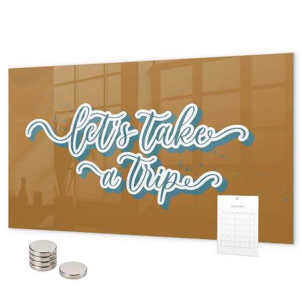 Magnetic board for wall let's go on a journey design