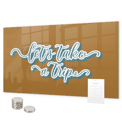 Magnetic board for wall let's go on a journey design