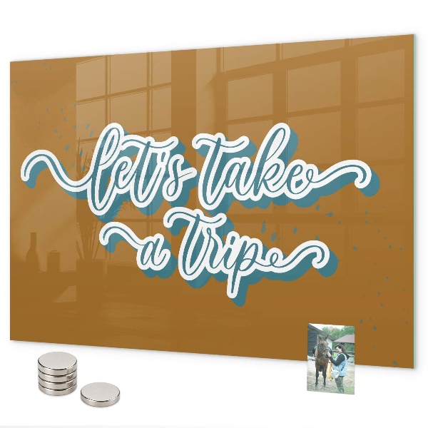 Magnetic board for wall let's go on a journey design