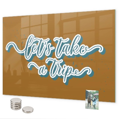 Magnetic board for wall let's go on a journey design