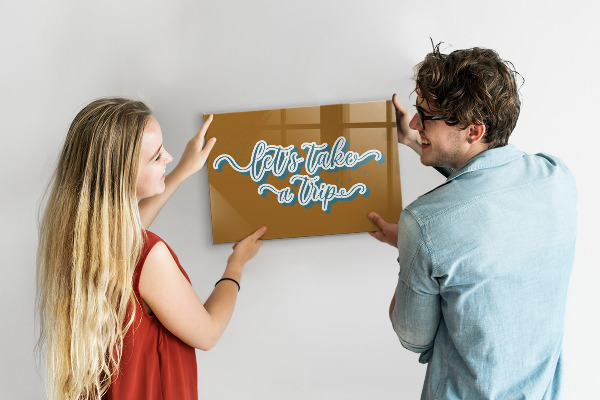 Magnetic board for wall let's go on a journey design