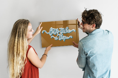 Magnetic board for wall let's go on a journey design