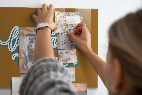 Magnetic board for wall let's go on a journey design