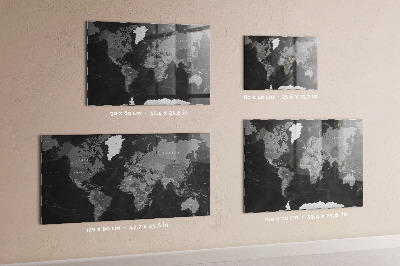 Magnetic board black map of the world