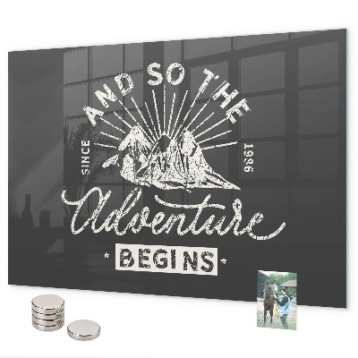 Magnetic board with quote about adventure