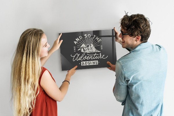 Magnetic board with quote about adventure