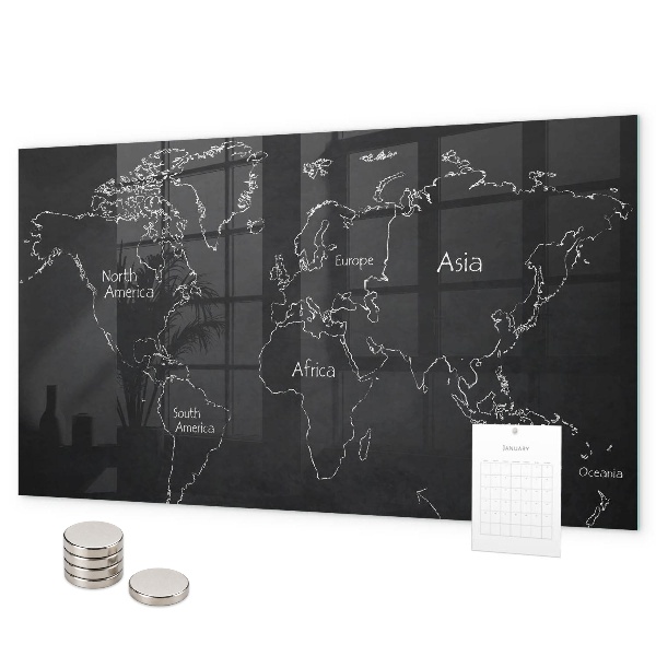 Magnetic board countries on the world map