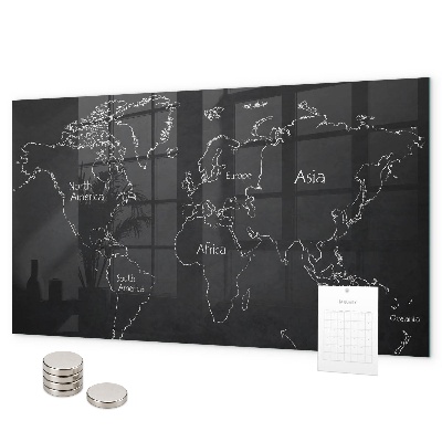 Magnetic board countries on the world map