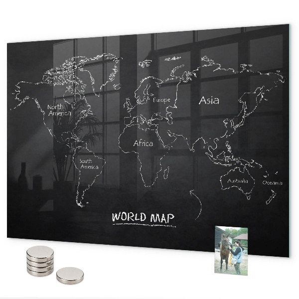 Magnetic board countries on the world map
