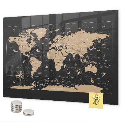 Magnetic board old world map design