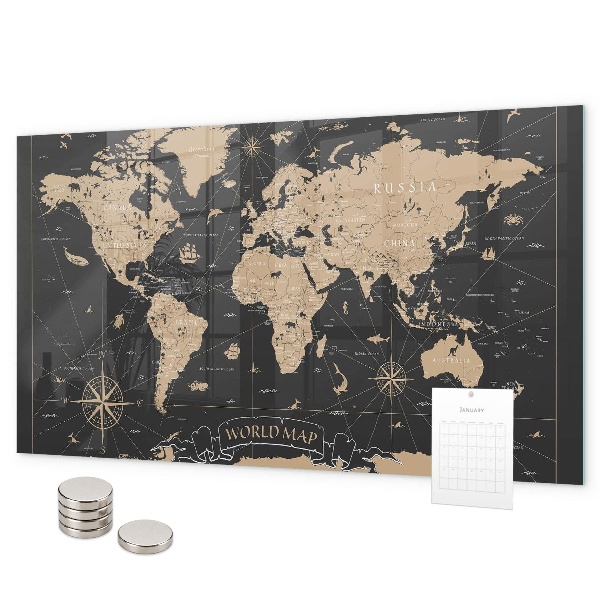 Magnetic board old world map design