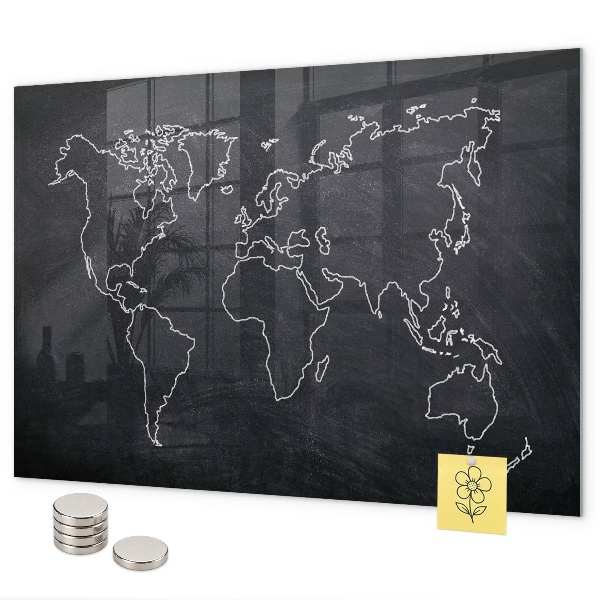Magnetic board world map outline
