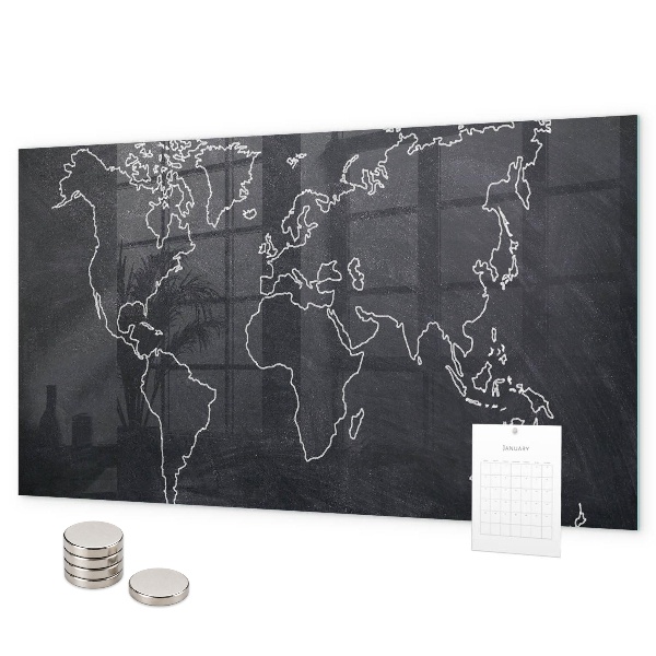 Magnetic board world map outline