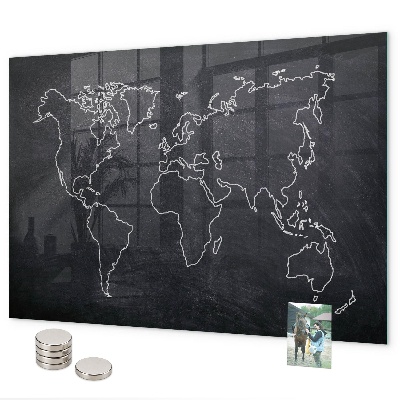 Magnetic board world map outline