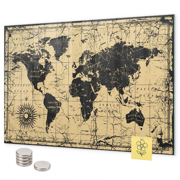 Magnetic board old world map design