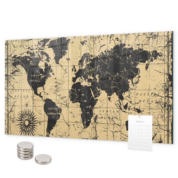 Magnetic board old world map design