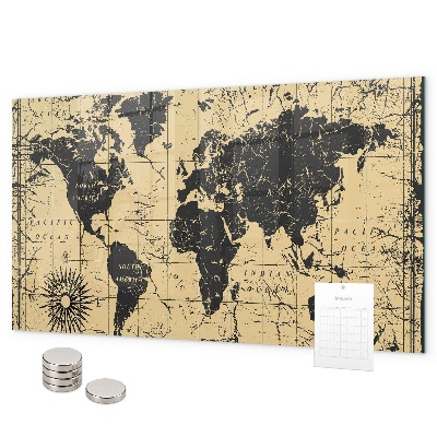 Magnetic board old world map design