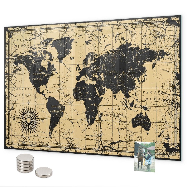 Magnetic board old world map design
