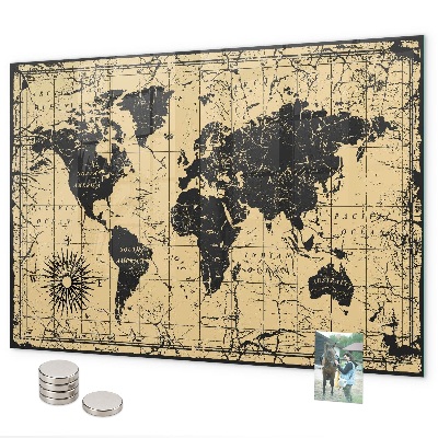 Magnetic board old world map design