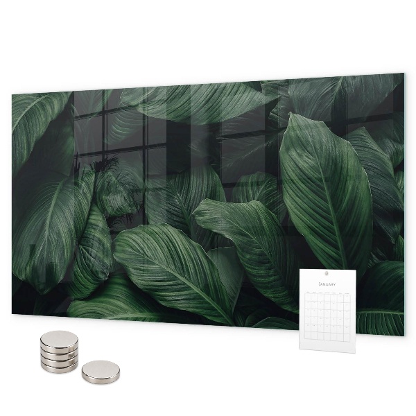 Magnetic wall board tropical monstera design