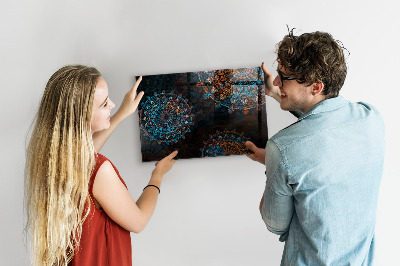 Magnetic wall board with mandala pattern