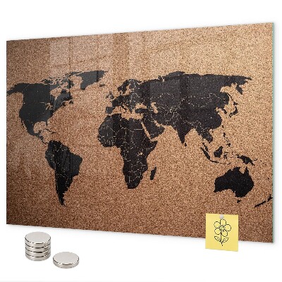 World map magnetic board for wall