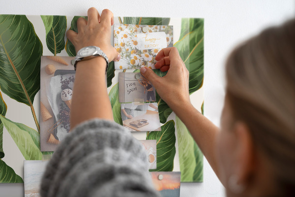 Magnetic board for wall palm leaves pattern