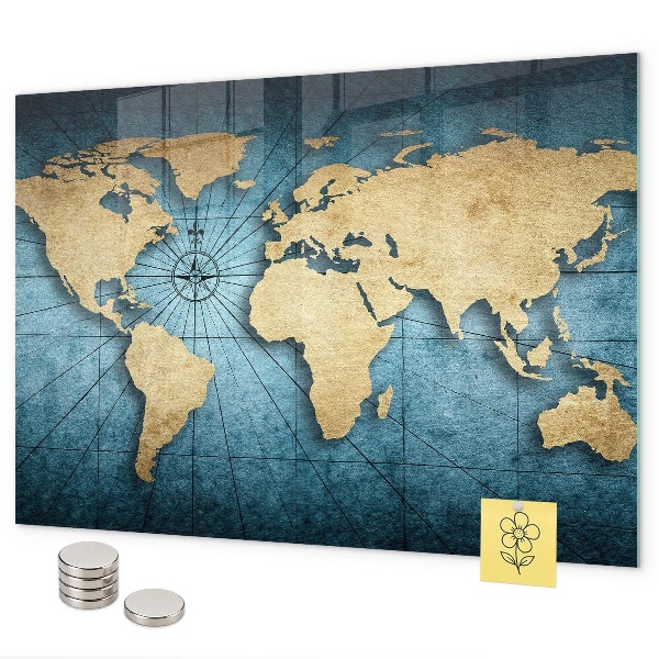 3D world map magnetic board for wall