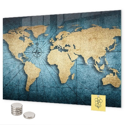 3D world map magnetic board for wall