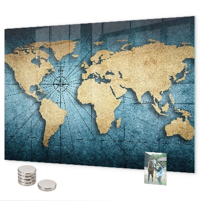 3D world map magnetic board for wall
