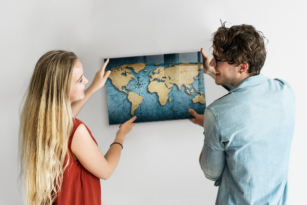 3D world map magnetic board for wall