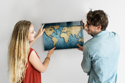 3D world map magnetic board for wall