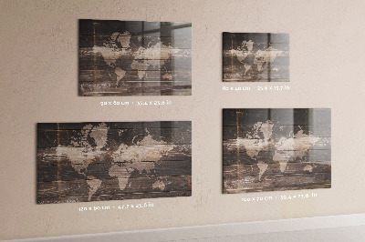 Magnetic world map on wood