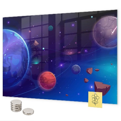Magnetic board for wall galaxy of planets design