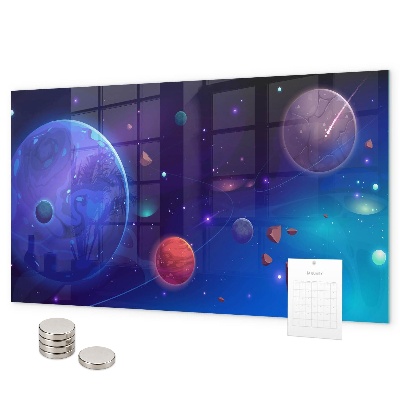 Magnetic board for wall galaxy of planets design