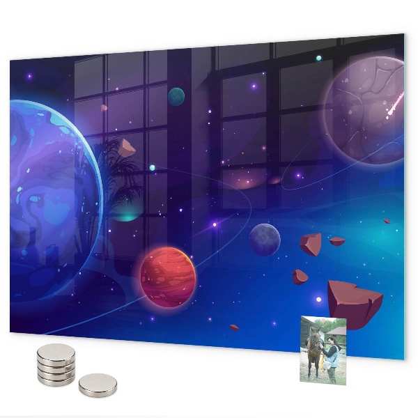 Magnetic board for wall galaxy of planets design