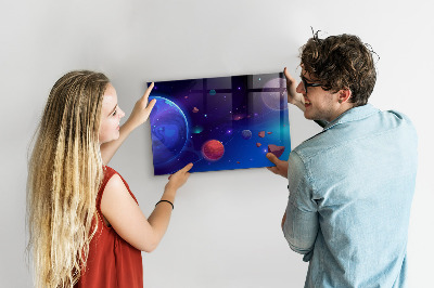 Magnetic board for wall galaxy of planets design