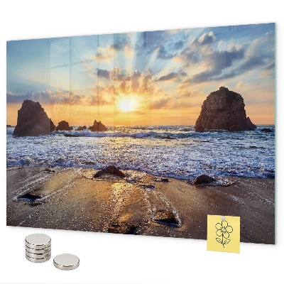 Magnetic board for wall sunset on the beach