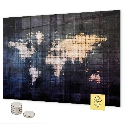 Magnetic world map board abstract design