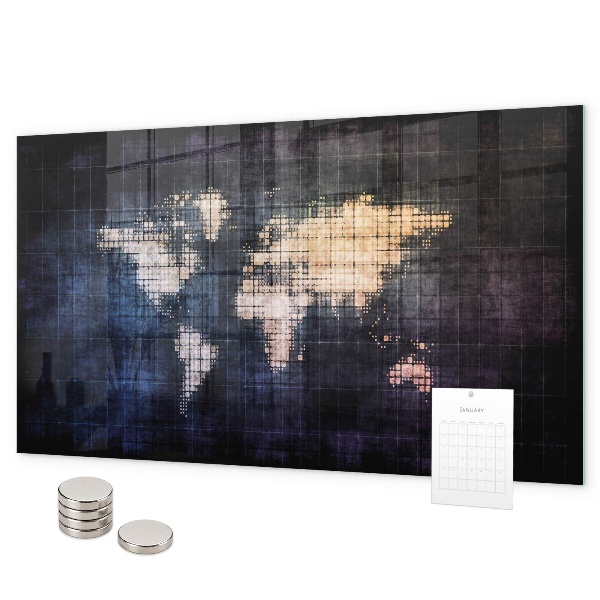 Magnetic world map board abstract design