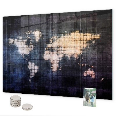 Magnetic world map board abstract design