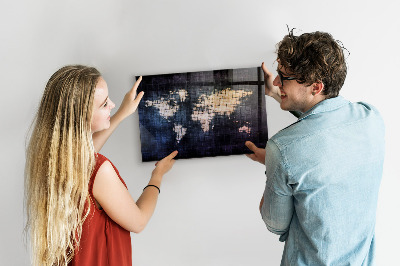 Magnetic world map board abstract design