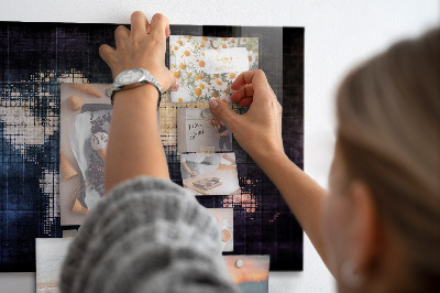 Magnetic world map board abstract design