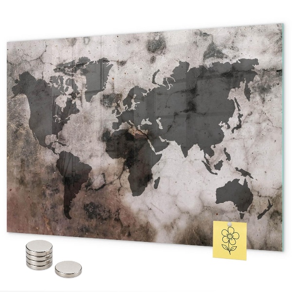 Magnetic world map concrete finish wall board