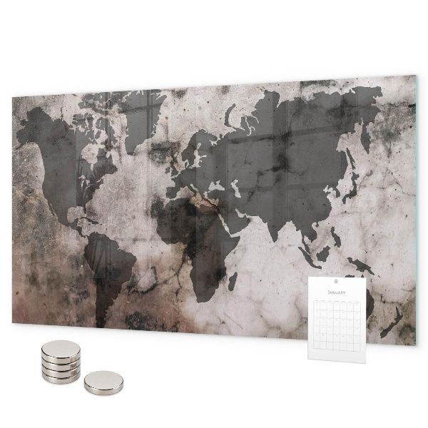 Magnetic world map concrete finish wall board
