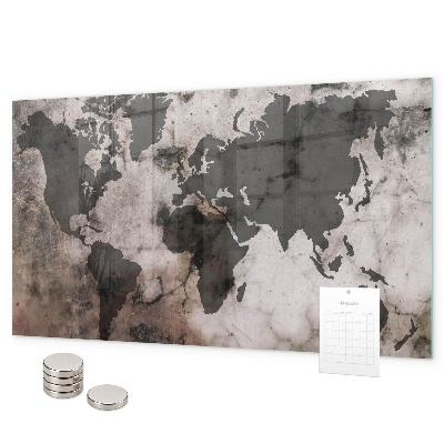 Magnetic world map concrete finish wall board