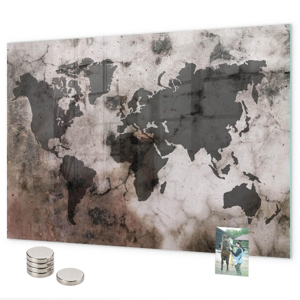 Magnetic world map concrete finish wall board