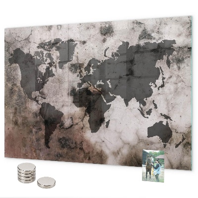Magnetic world map concrete finish wall board