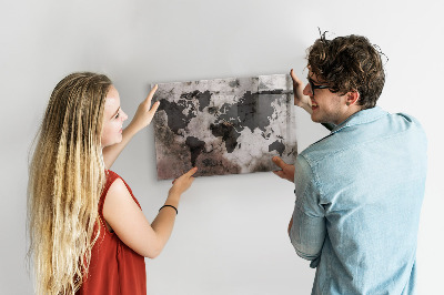 Magnetic world map concrete finish wall board